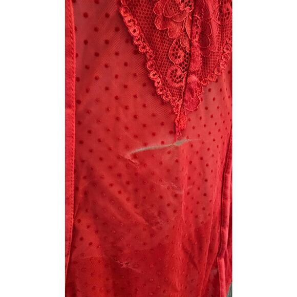 Adele NWT Frederick's of Hollywood 2 piece thong teddy lace red set sz M *FLAW* - Picture 5 of 5